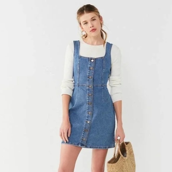 Urban Outfitters Dresses & Skirts - Urban Outfitters Denim Mini Dress Sleeveless Button down size 8 academia